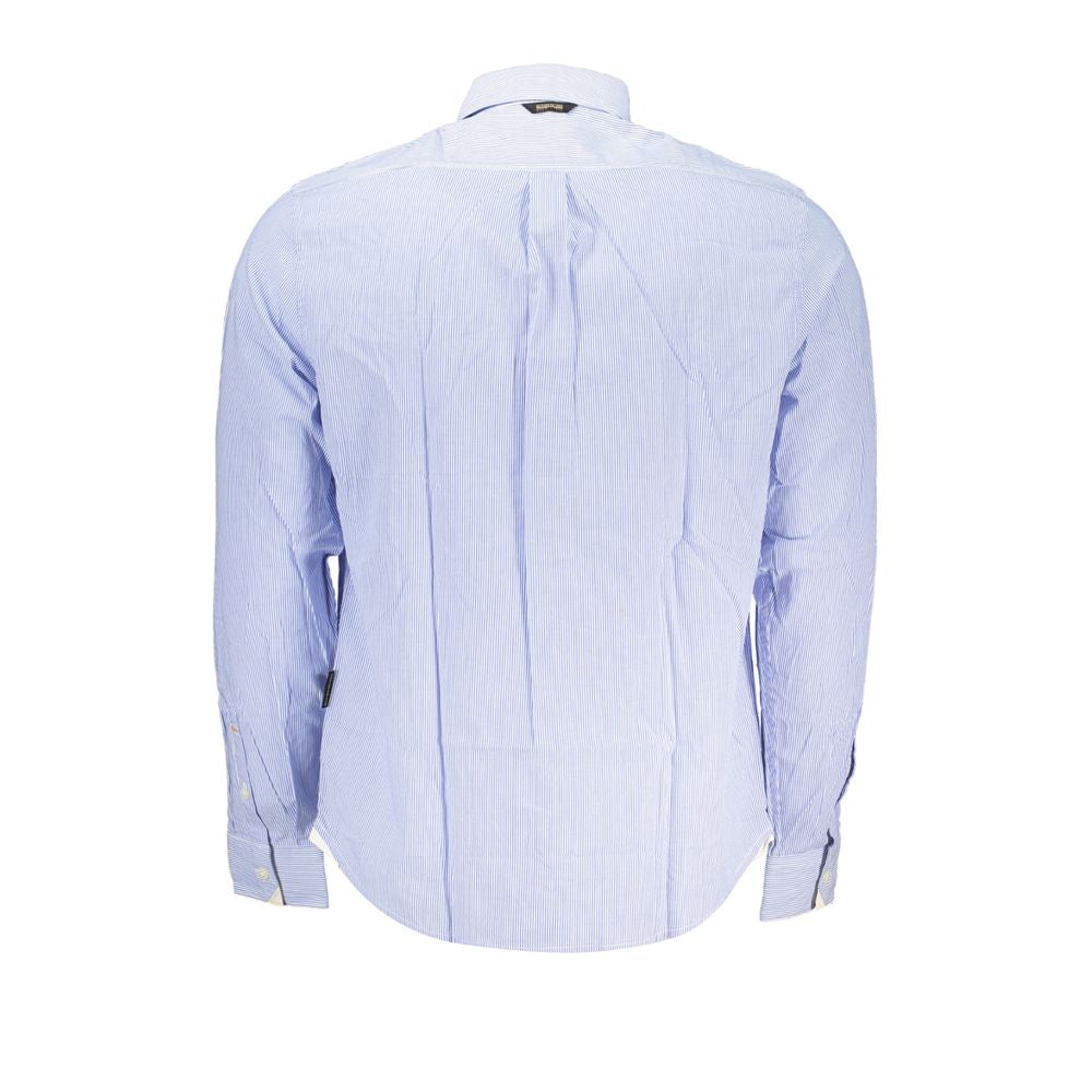 Elegant Long Sleeved Blue Shirt with French Collar