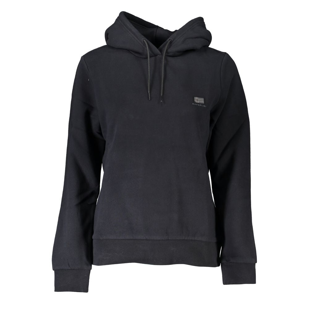 Elegant Black Hooded Fleece Sweatshirt