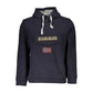 Chic Blue Fleece Hooded Sweatshirt with Embroidery