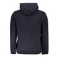 Chic Blue Fleece Hooded Sweatshirt with Embroidery