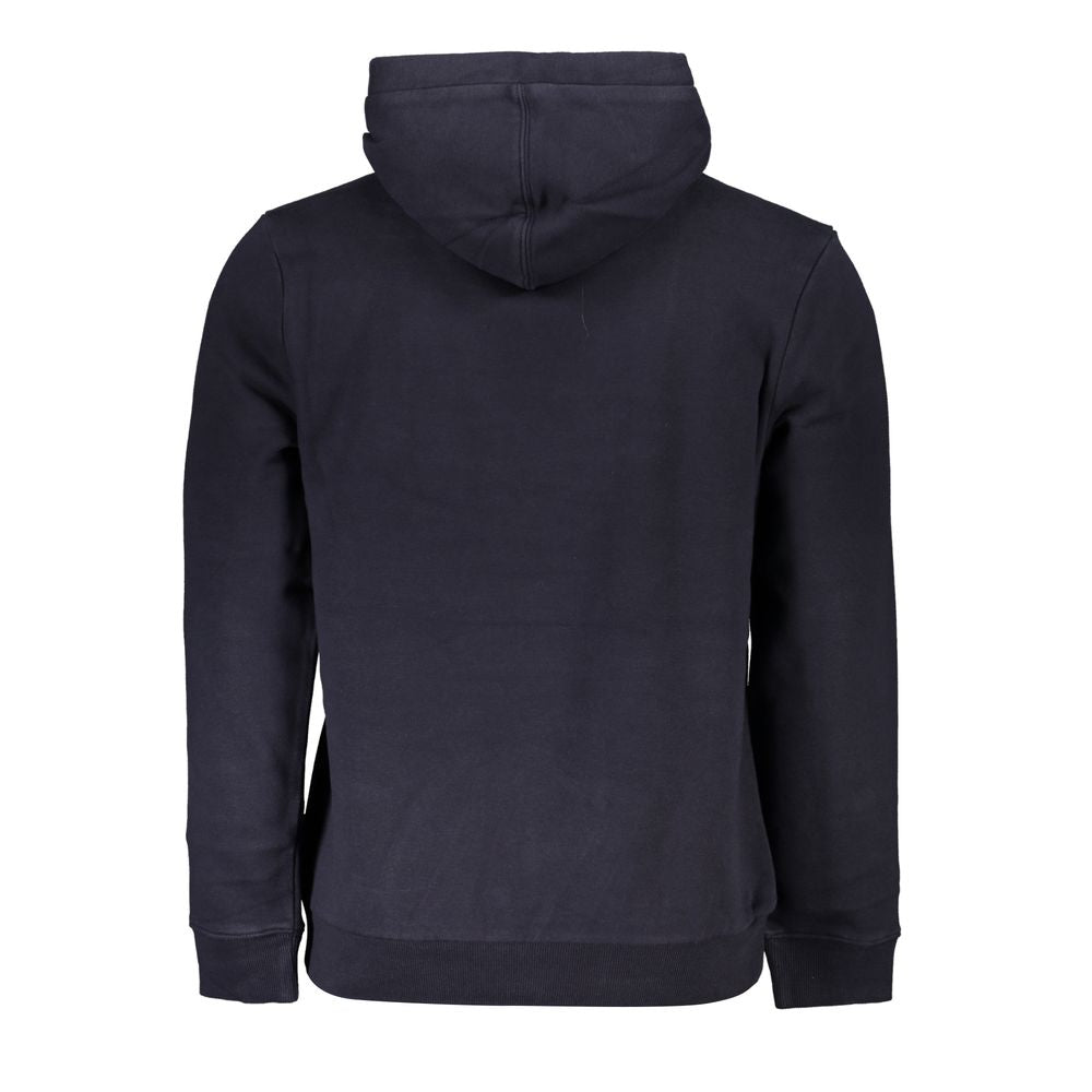 Chic Blue Fleece Hooded Sweatshirt with Embroidery