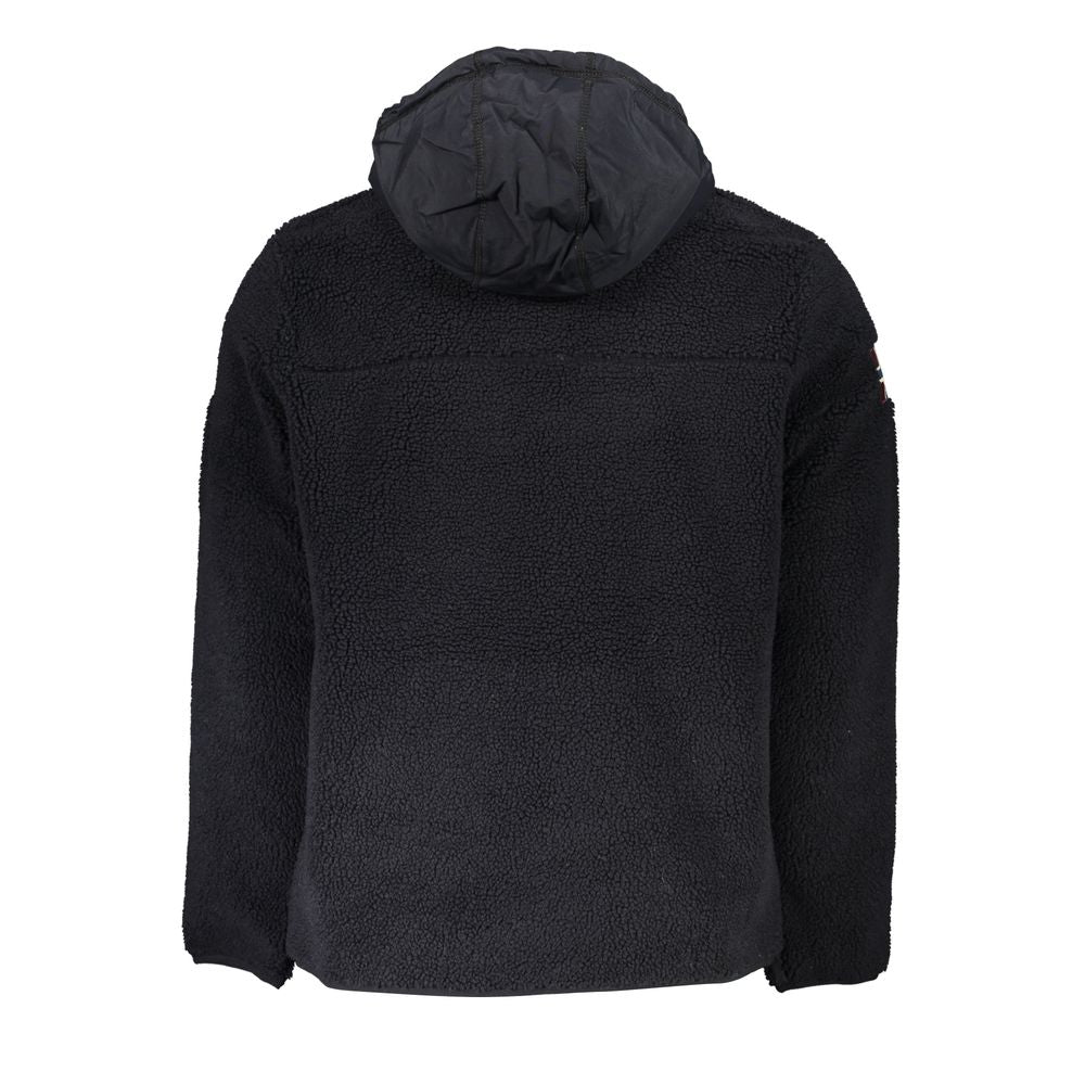 Sleek Half-Zip Recycled Hoodie in Black