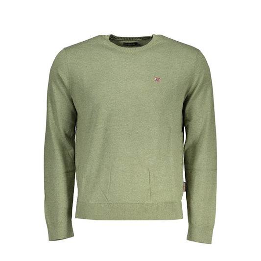 Chic Green Crew Neck Cotton Sweater