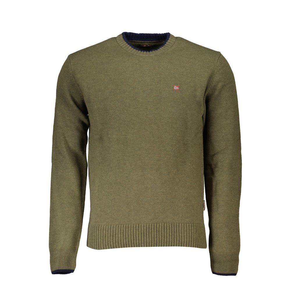 Elegant Crew Neck Green Sweater