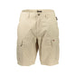 Beige Embroidered Bermuda Shorts with Pockets