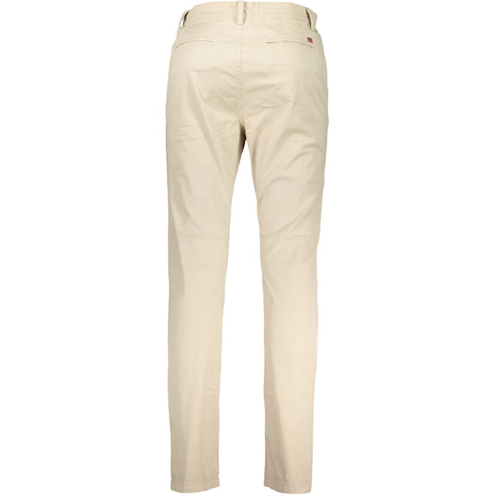 Elegant Beige Cotton-Blend Trousers