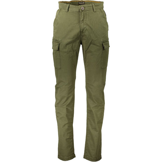 Elegant Green Cotton Stretch Trousers