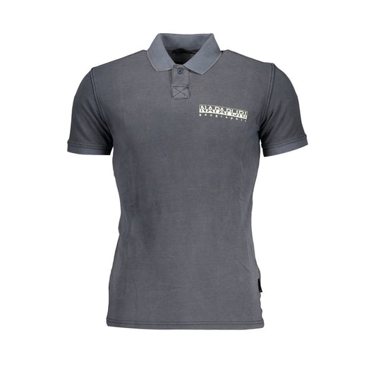 Elegant Contrast Detail Polo Shirt in Blue