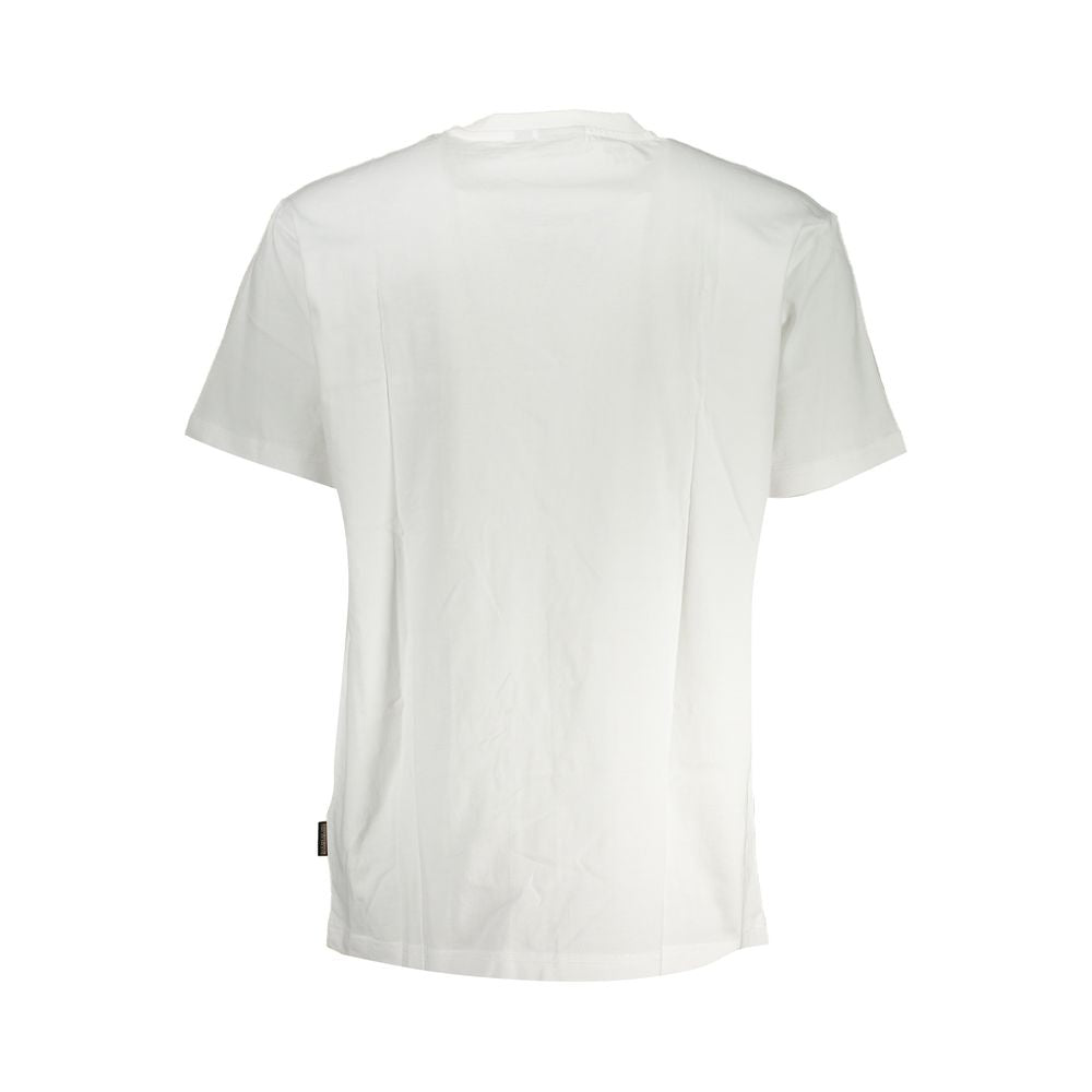 Crisp White Cotton Crew Neck Tee with Pocket Detail