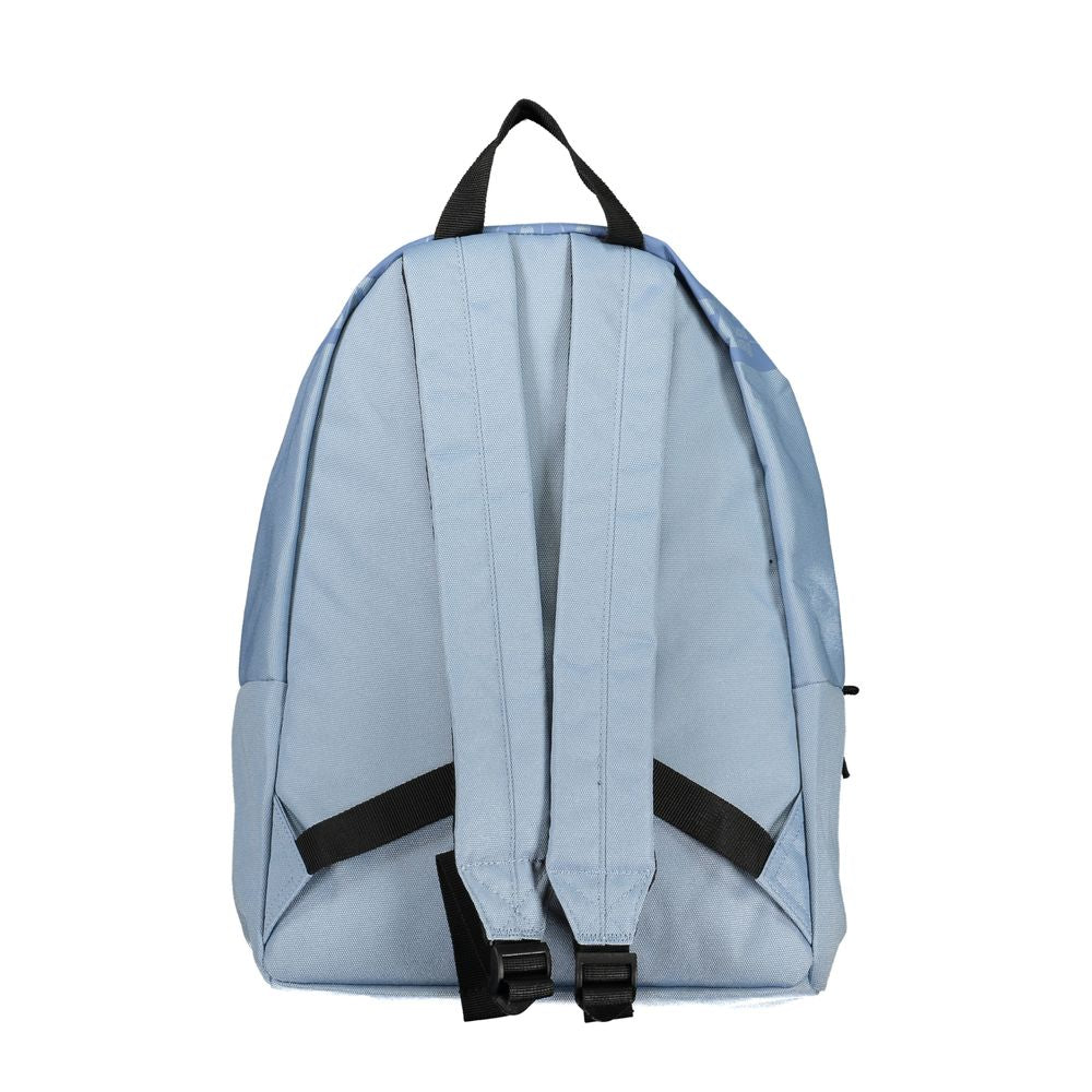 Chic Light Blue Cotton Backpack with Logo Detail