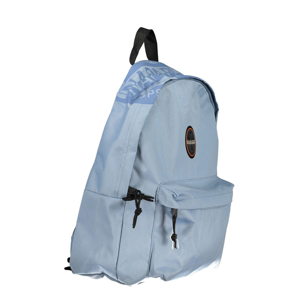 Chic Light Blue Cotton Backpack with Logo Detail