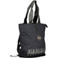 Chic Black Cotton Backpack with Contrasting Details