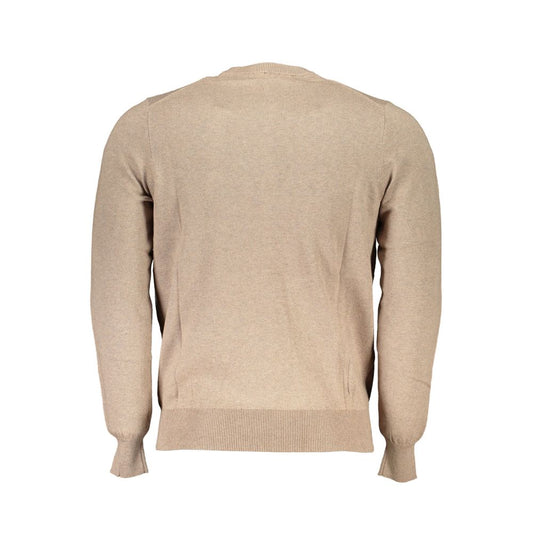 Beige Crew Neck Embroidered Sweater