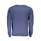 Blue Crew Neck Sweater with Embroidery Detail