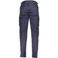 Chic Blue Cotton Blend Trousers with Logo Detail