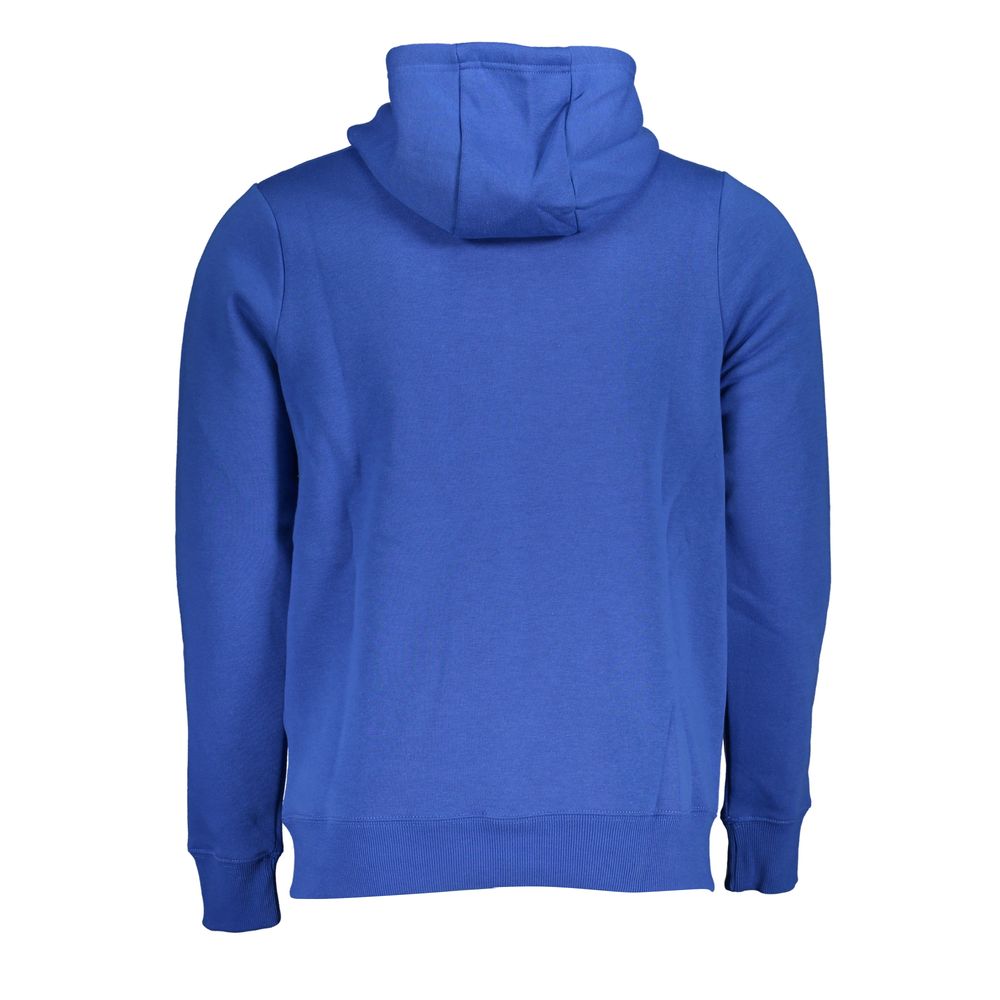 Blue Hooded Fleece Sweatshirt with Central Pockets