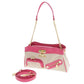 Fuchsia Canvas and Faux Leather Shoulder Bag