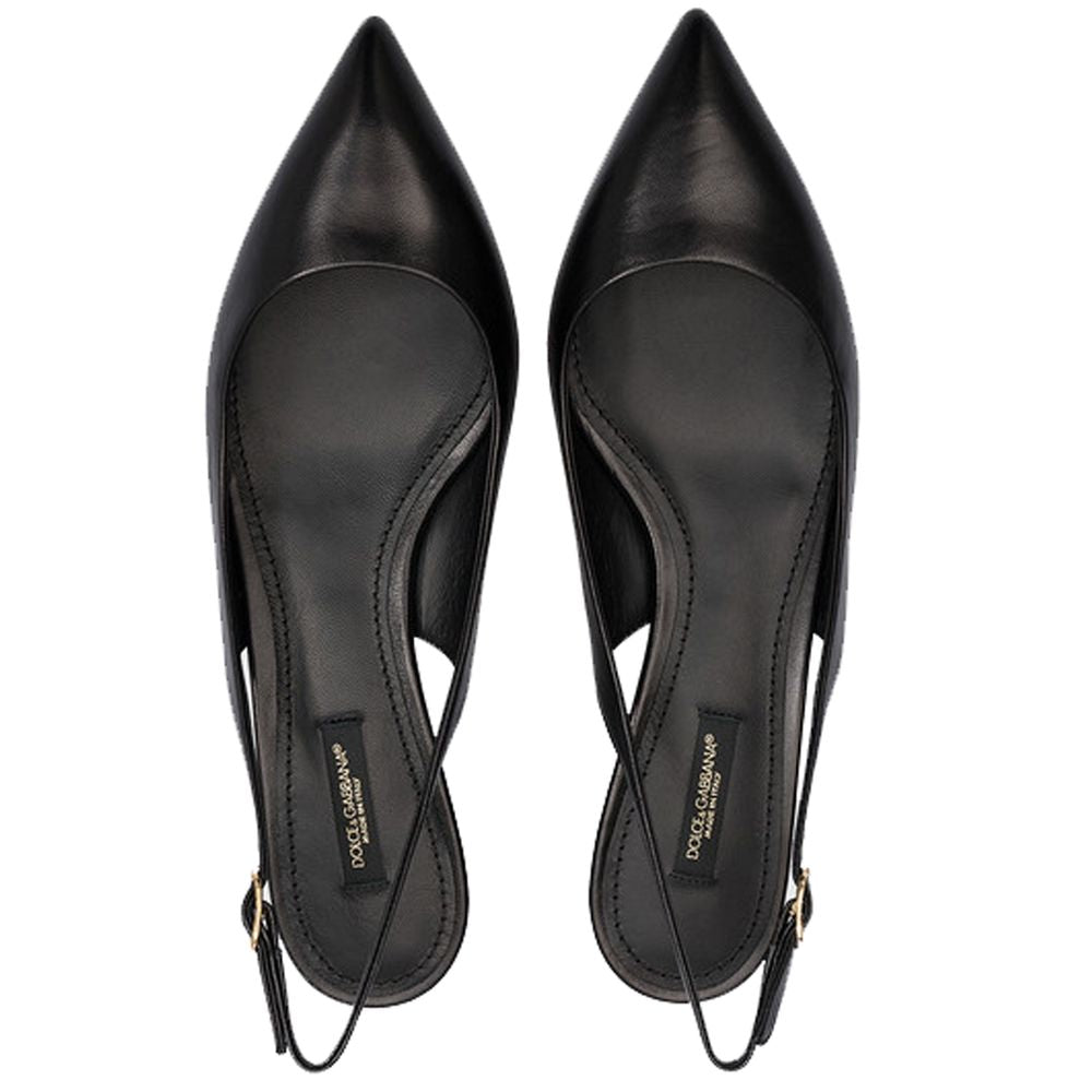 Elegant Black Leather Sling Pumps