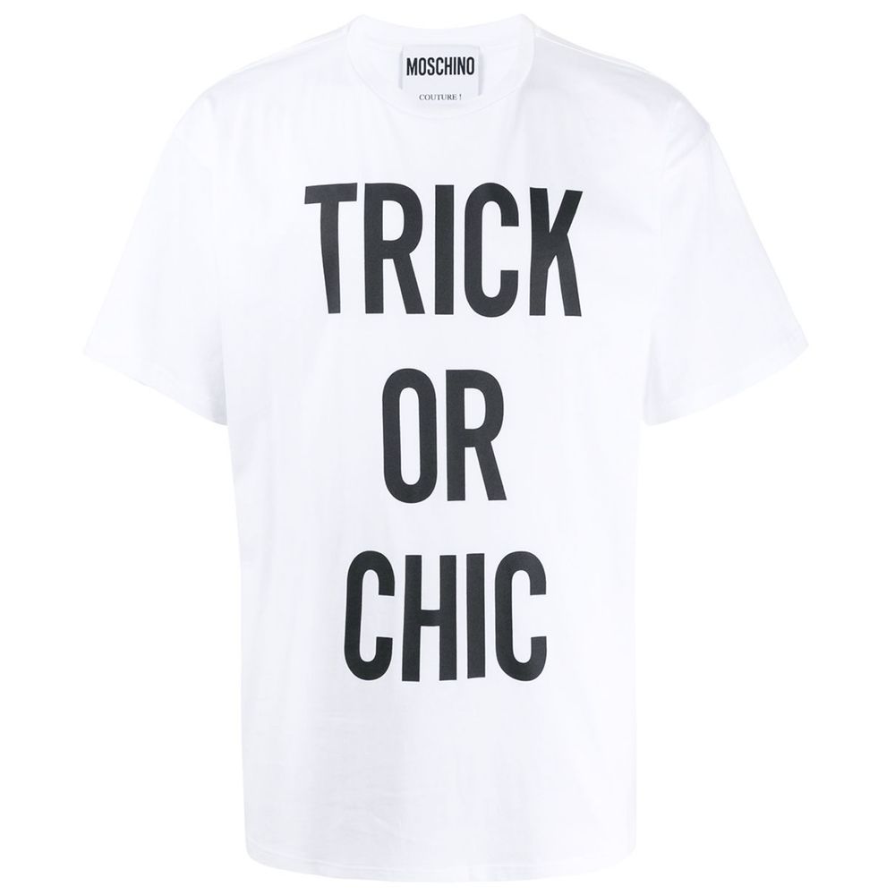 Chic White Cotton Tee with Signature Print