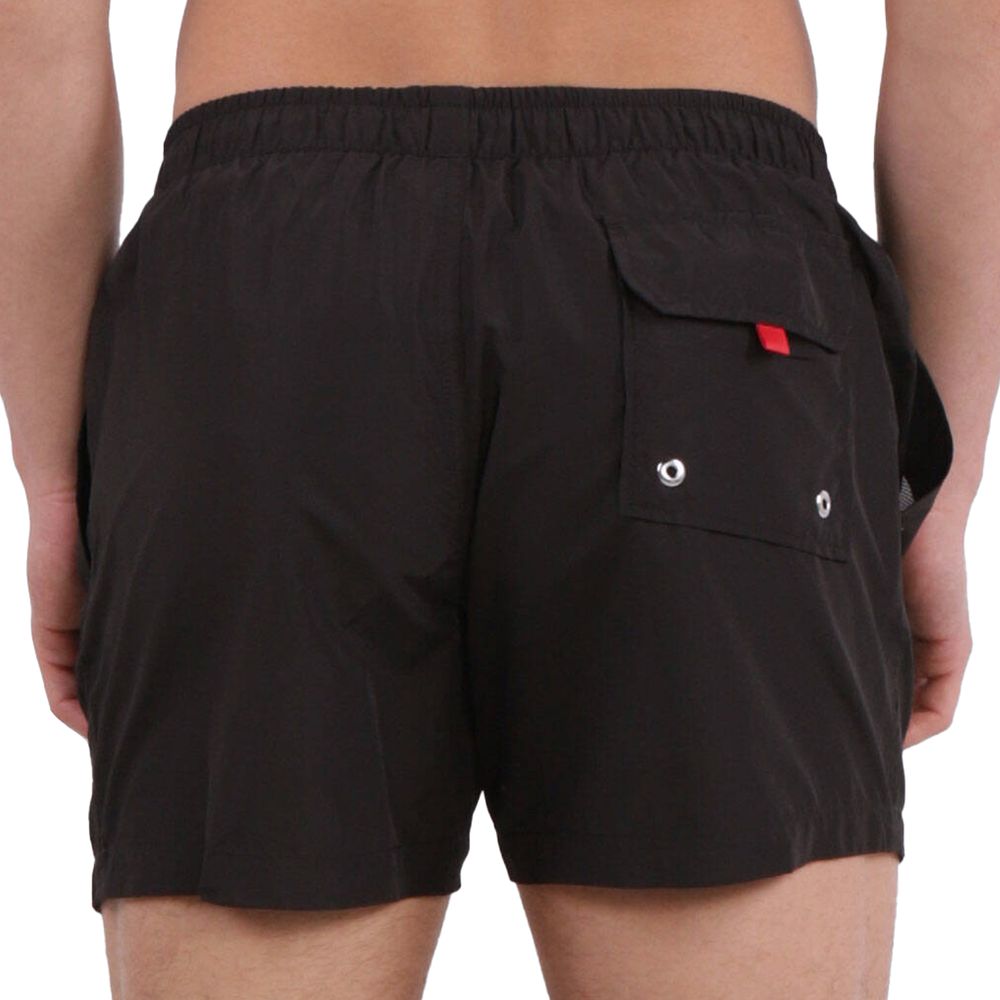 Sleek Black Drawstring Swim Boxers