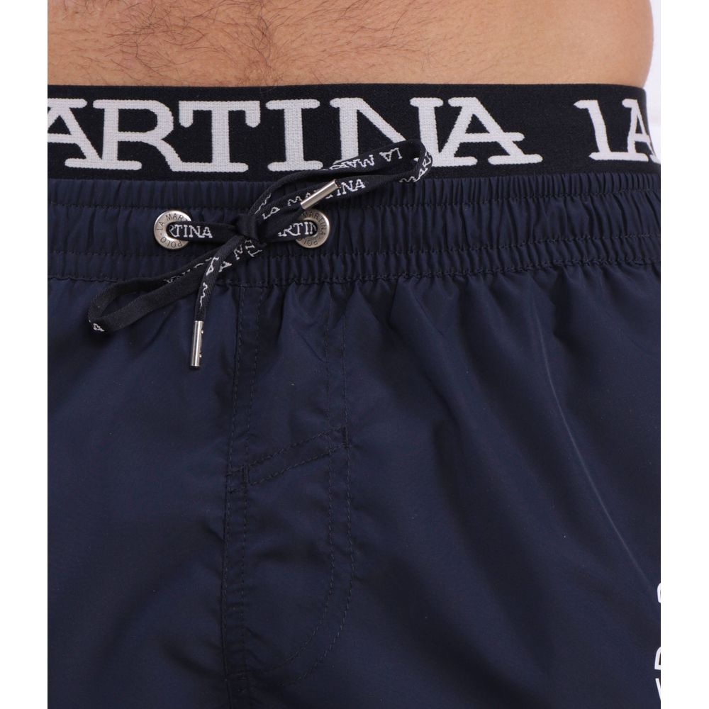 Sleek Blue Men's Boxer Swim Shorts