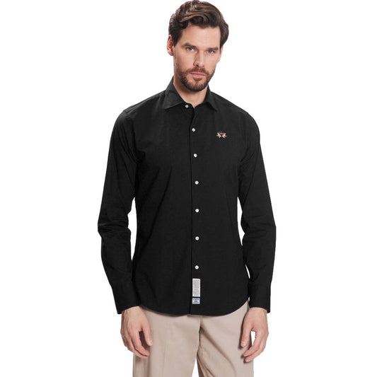 Elegant Black Poplin Cotton Shirt