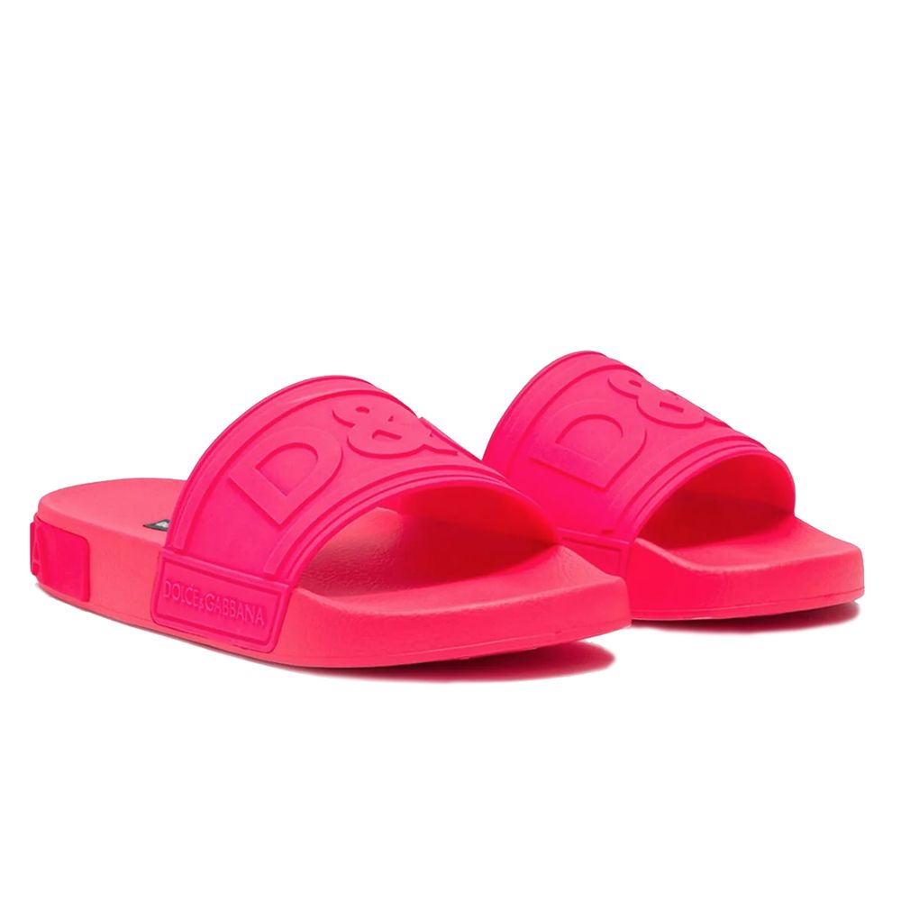 Chic Fuchsia Rubber Slippers with Logo Detail