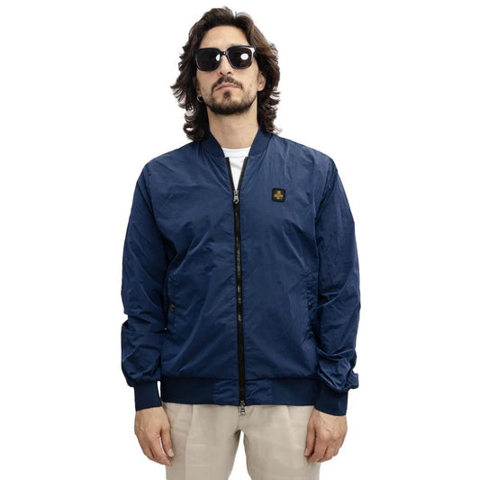 Elevated Casual Blue Bomber Jacket