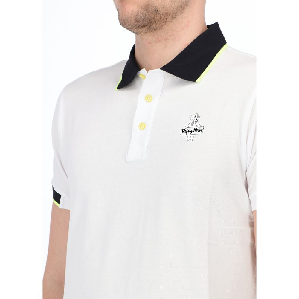 Elegant White Cotton Polo with Contrasting Accents