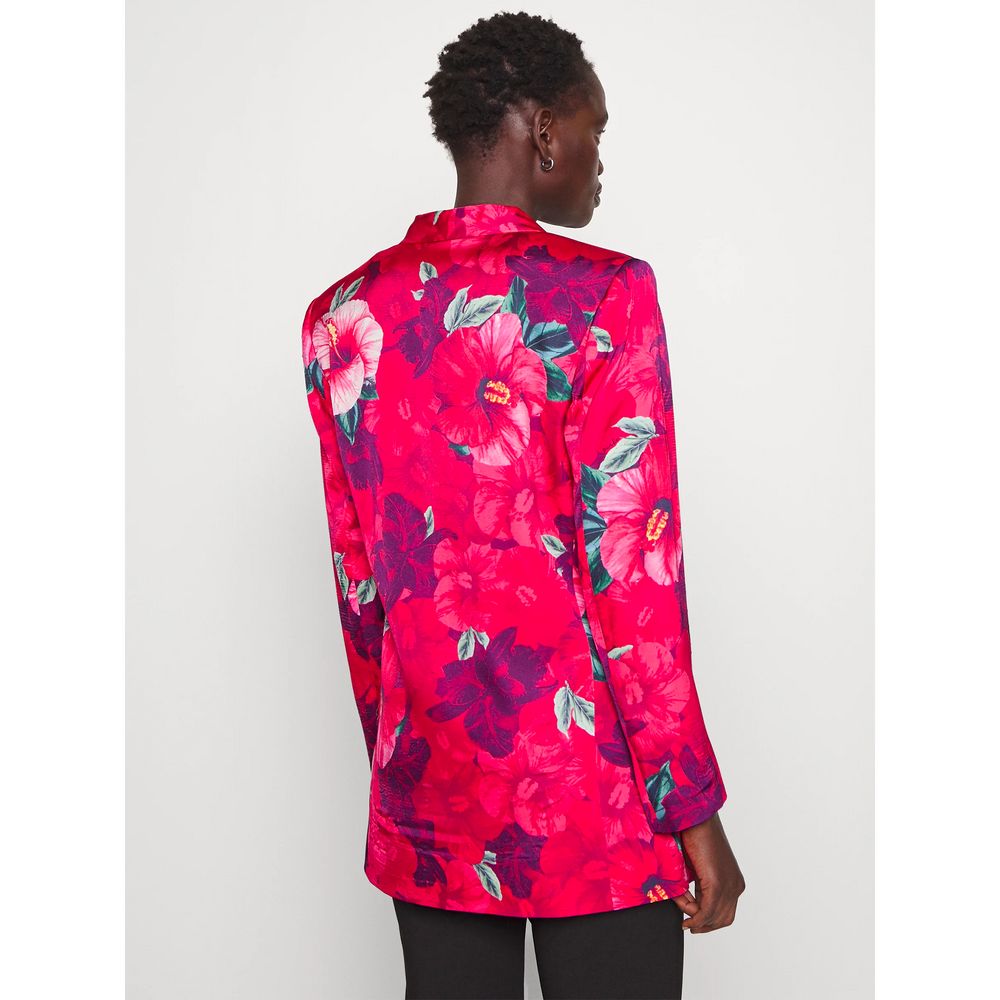 Elegant Fuchsia Floral One-Button Jacket