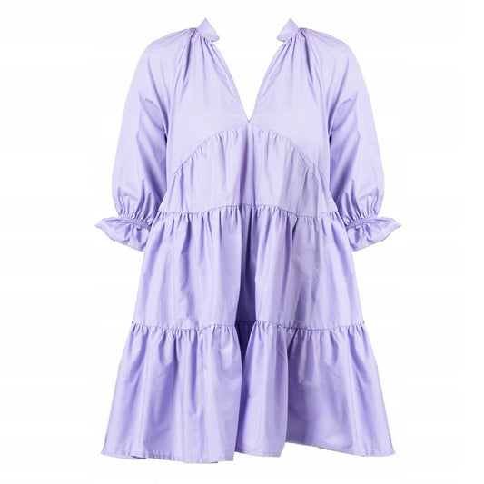 Elegant Lilac Cotton Summer Dress