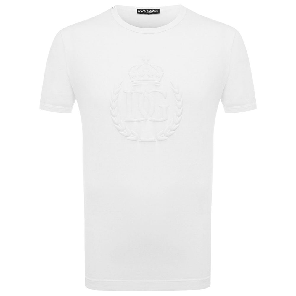 Embossed Logo White Cotton Tee