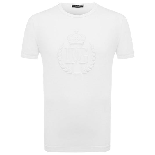 Embossed Logo White Cotton Tee