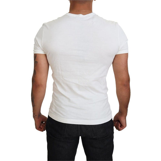 Embossed Logo White Cotton Tee