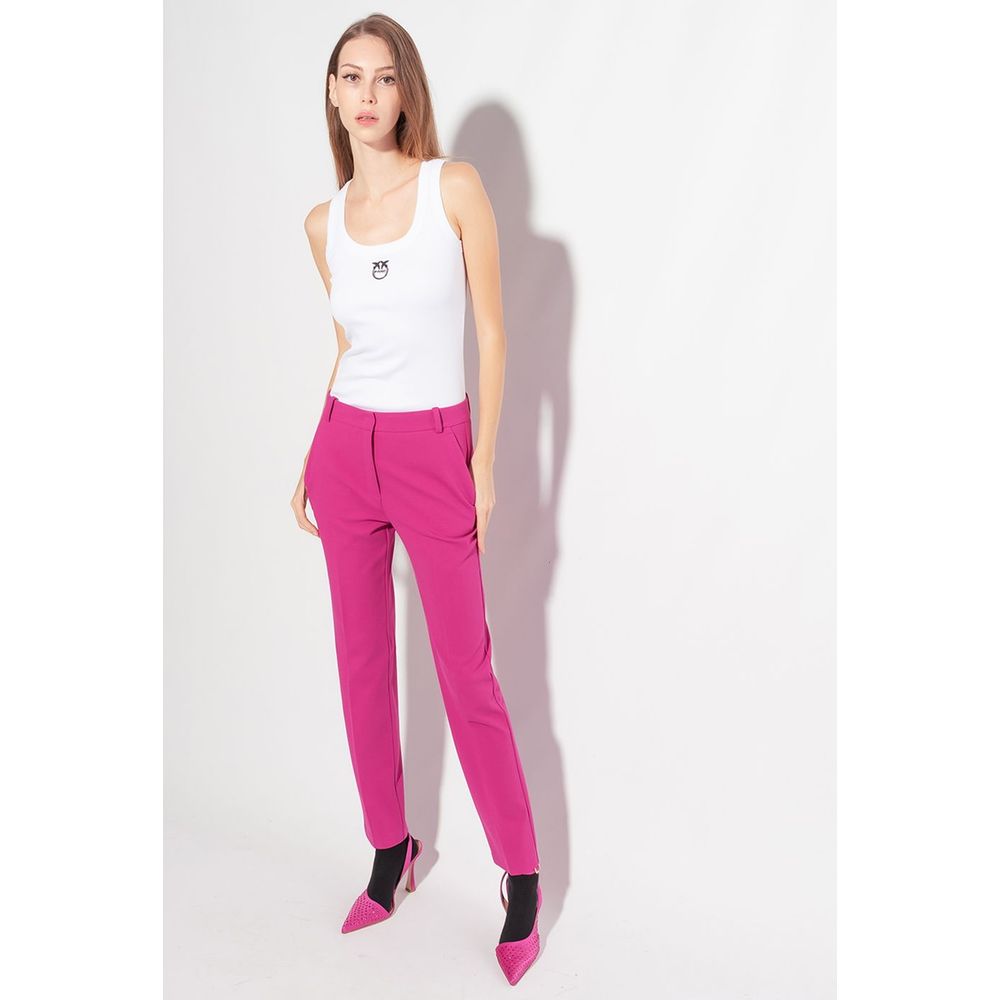 Fuchsia Viscose Blend Cigarette Trousers