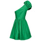 Chic Green Draped Bustier Flared Dress