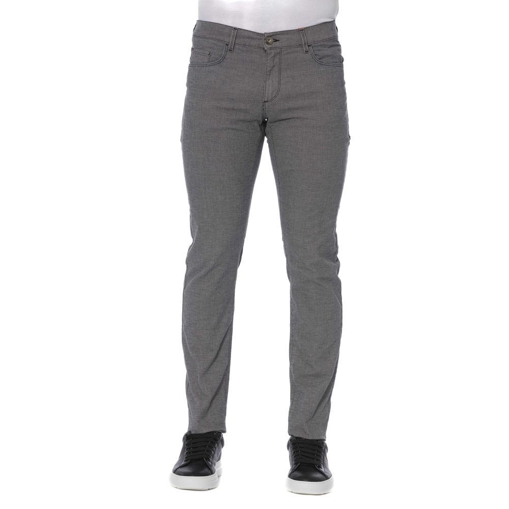 Elegant Gray Cotton Blend Pants