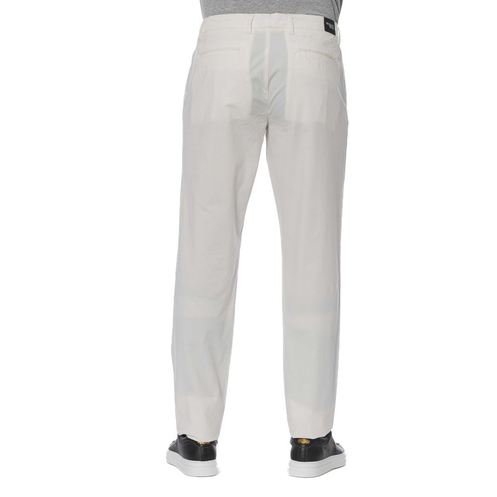 Chic White Cotton Blend Trousers