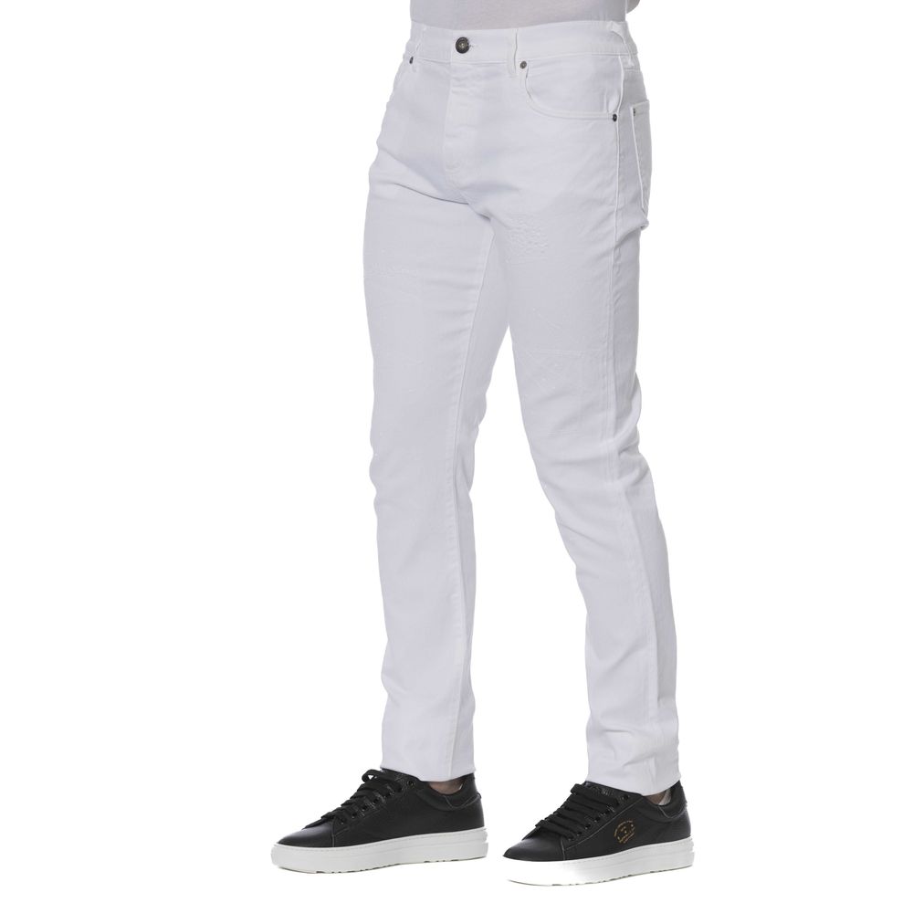 Elegant White Cotton Blend Jeans