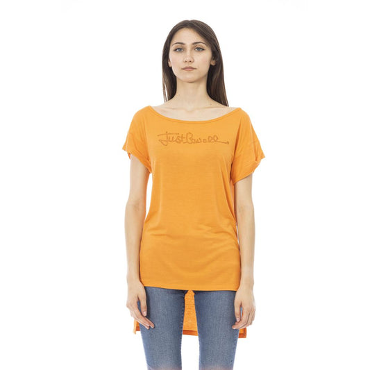 Chic Orange Rhinestone Logo Tee