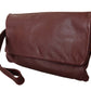 Elegant Brown Leather Clutch with Silver Detailing