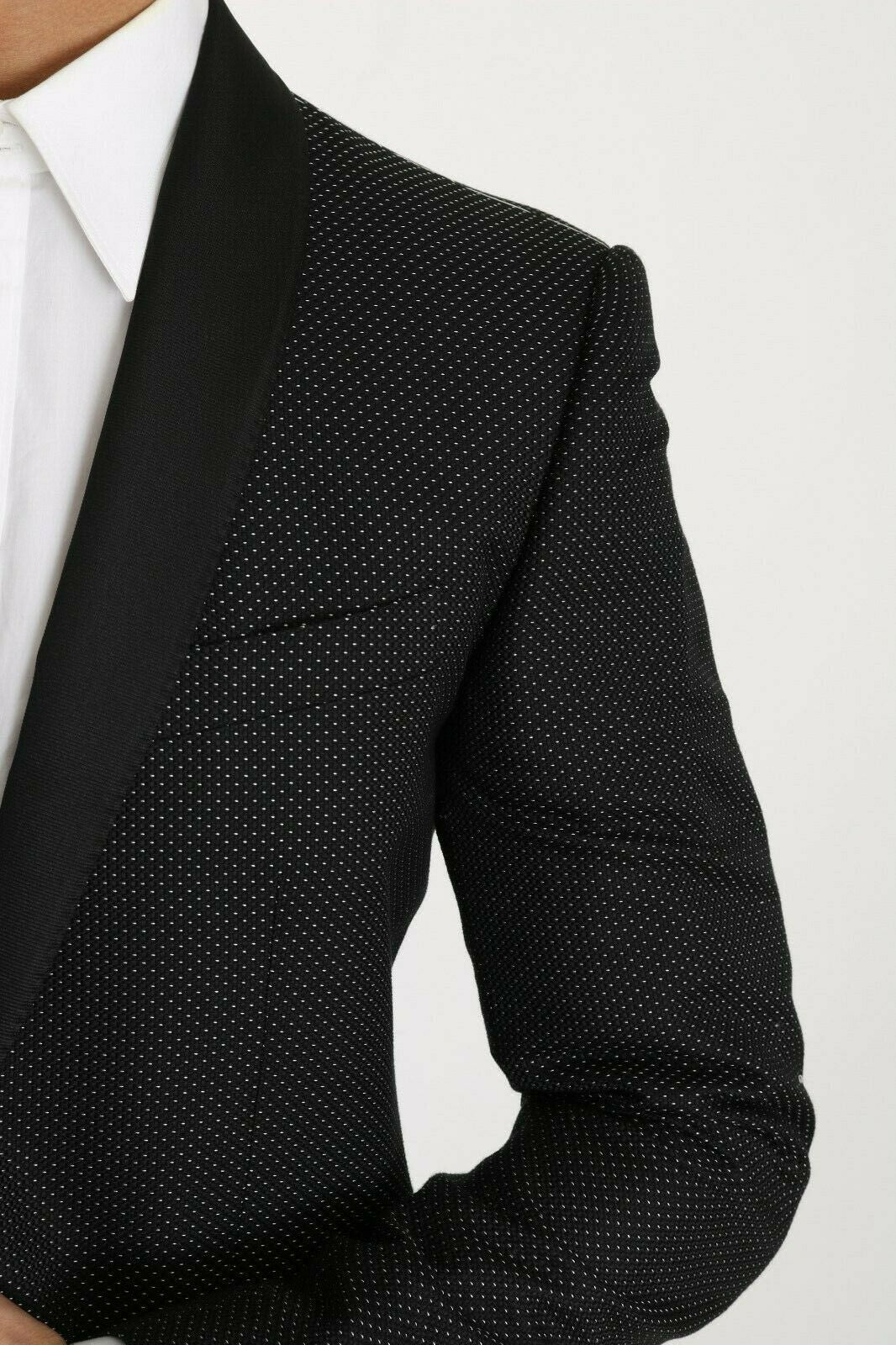 Elegant Black Slim Fit Patterned Blazer