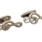 Silver Brass Tremble Clef Crystal Cufflinks