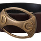 Elegant Leather Oval Buckle Belt