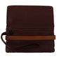 Elegant Brown Leather Clutch with Silver Detailing