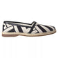 Black White Stripes Slip On Espadrille Shoes