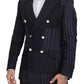 Elegant Navy Slim-Fit Double Breasted Blazer