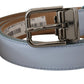 Sleek Light Blue Leather Belt