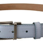 Sleek Light Blue Leather Belt