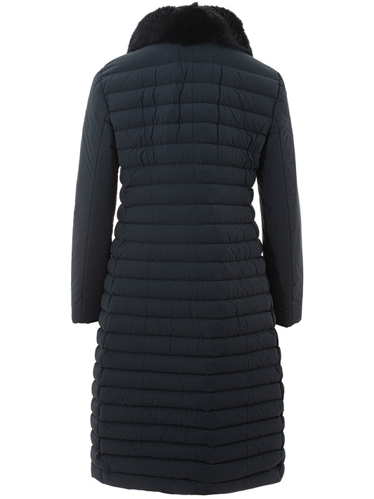 Chic Long Quilted Coat with Fur Detail